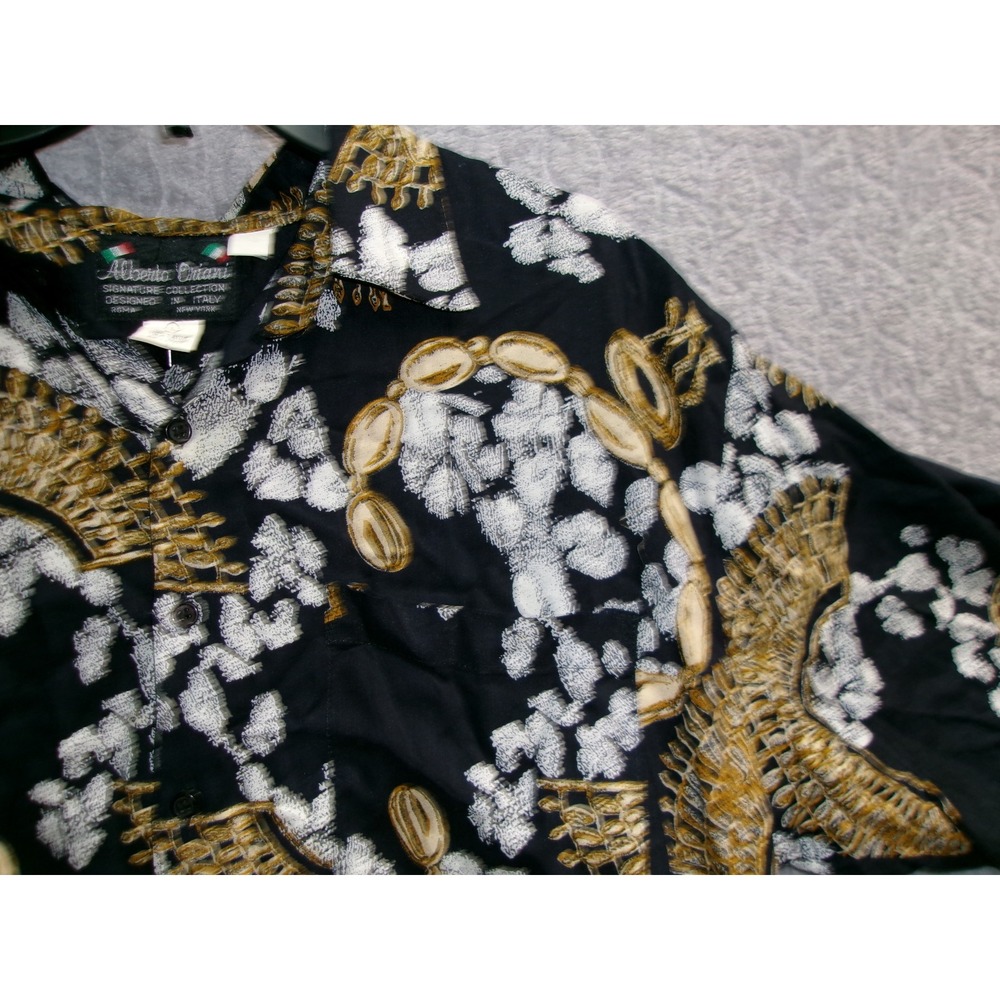 Alberto Oriani Signature Collection Mens Black Gold White Short Sleeve Shirt, L - Picture 4 of 8